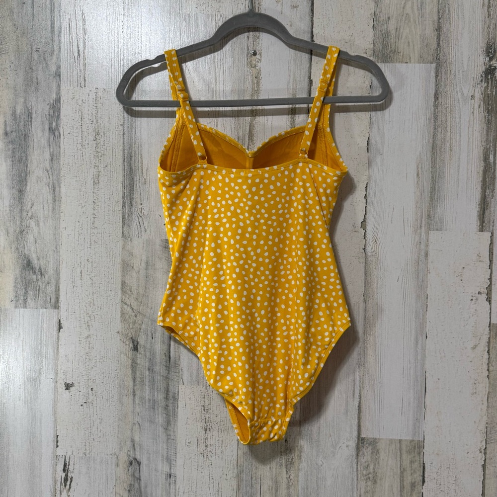 Yellow Polka Dot One-Piece Swimsuit with Sweetheart Neckline - Picture 4 of 9